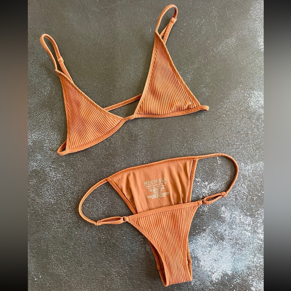 🦌 MINIMALE ANIMALE ribbed string bikini top and bottom 🦌